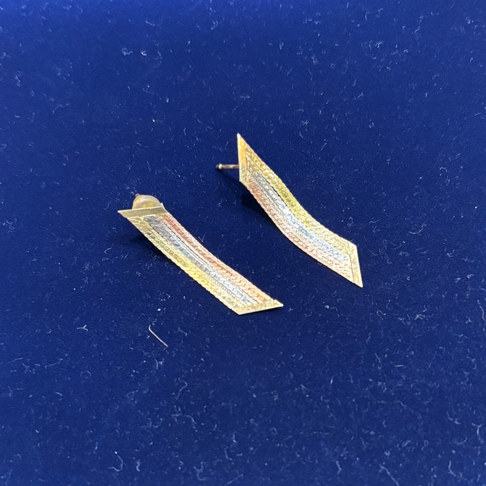 Elegant Gold and Silver Chevron Earrings